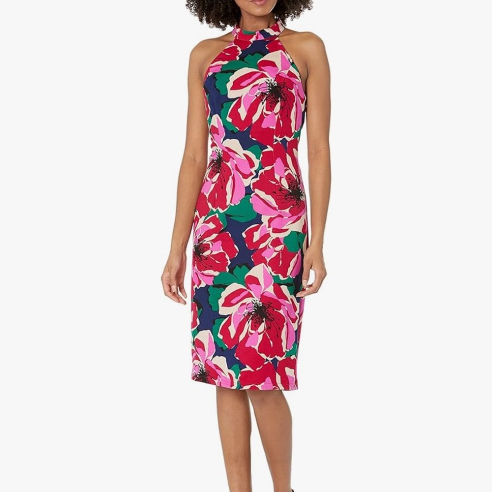 Trina Turk Floral Sheath Halter Dress Sz 6